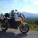 Motorcycle with Roan Mountain as background