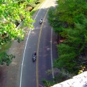 Riders passing through Backbone Rock